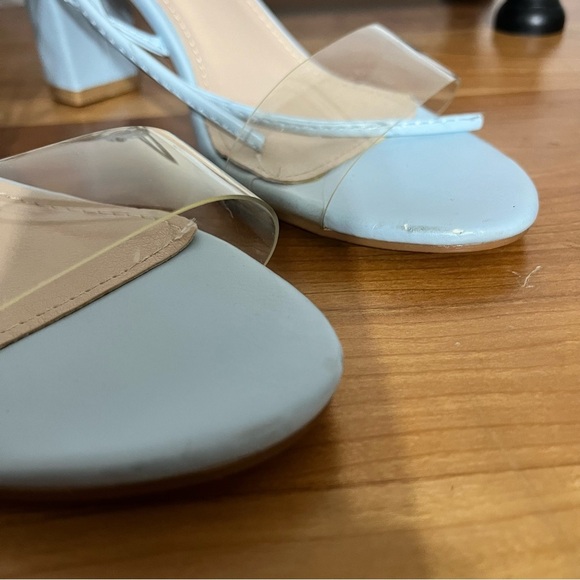 Allegra K Women's Clear Strap Chunky Block Heel Lace Up Sandals Size 7.5 In Blue - Picture 7 of 9